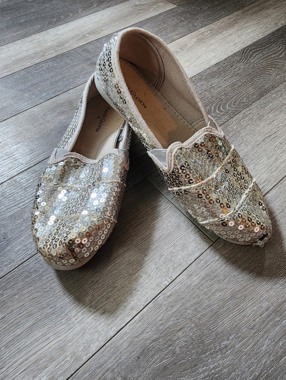 Faded Glory Silver Sequin Loafers